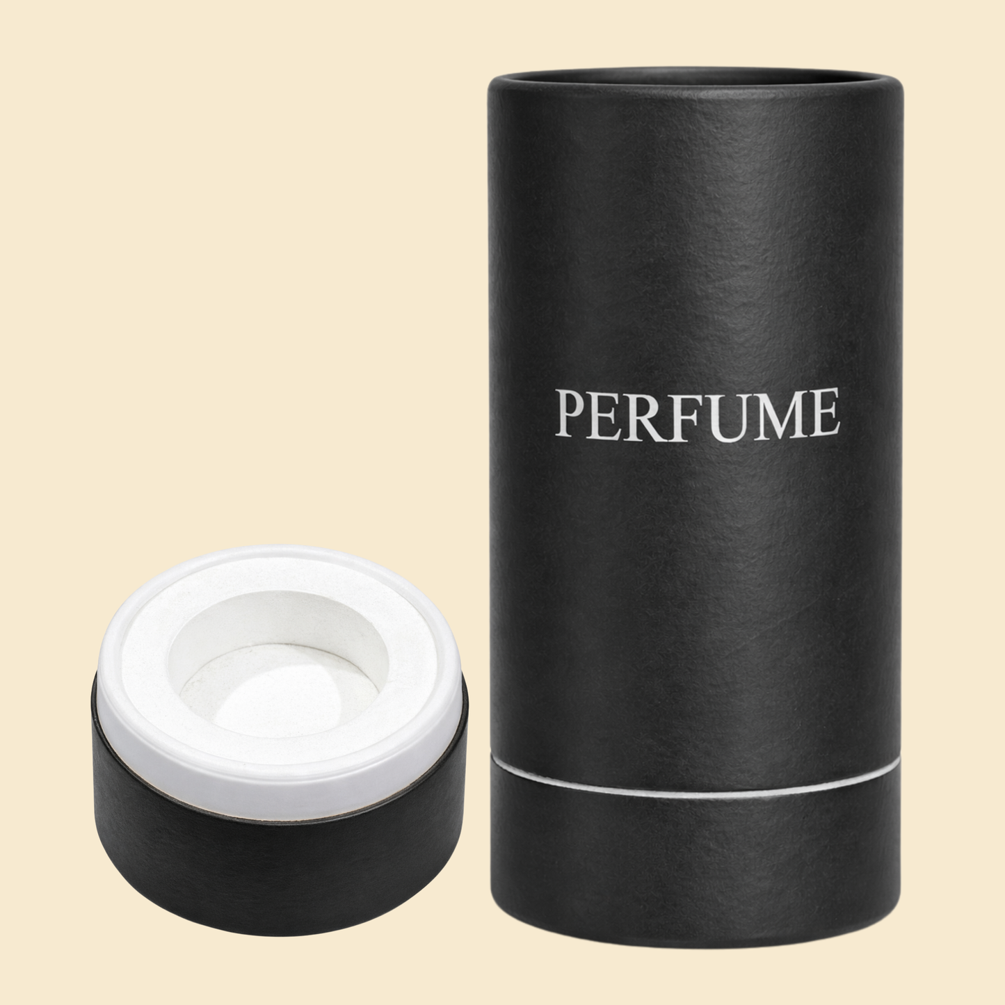 Luxury Minimal Cylindrical Rigid Perfume Packaging Box – Premium 50ml Gift Box