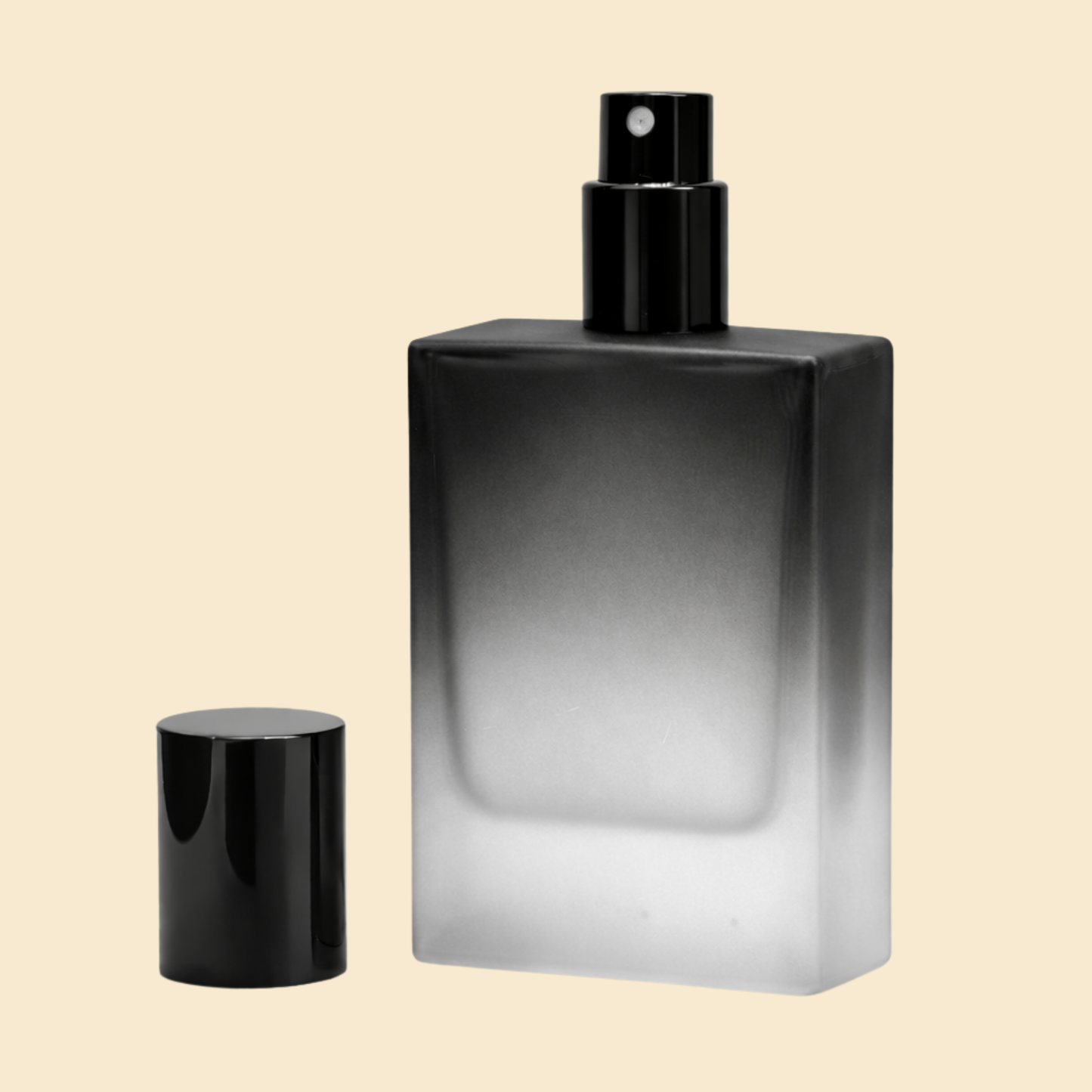 Black Smoke Frosted Glass Empty Perfume Bottle 50ml – Square Luxury Design