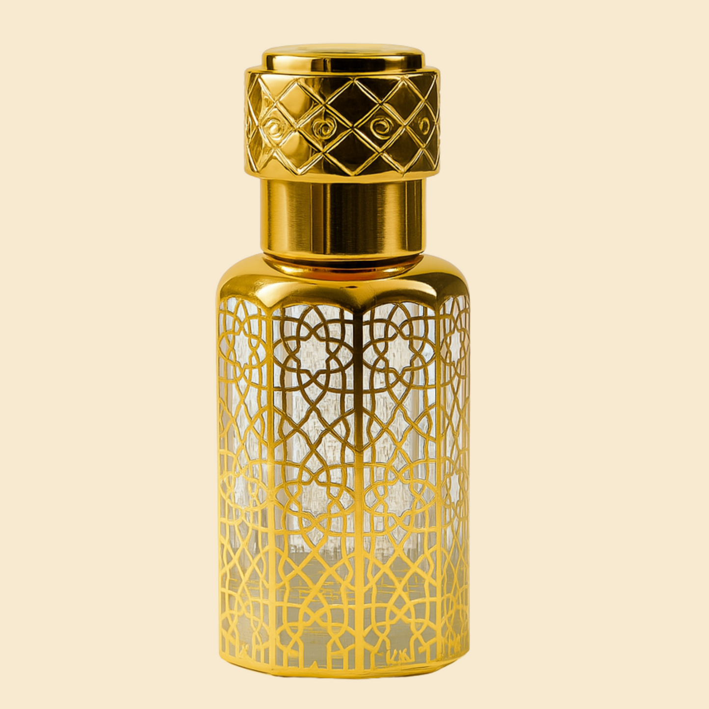 12ml Empty Golden Attar Bottle – Premium Glass, Stick Applicator, Luxury Design