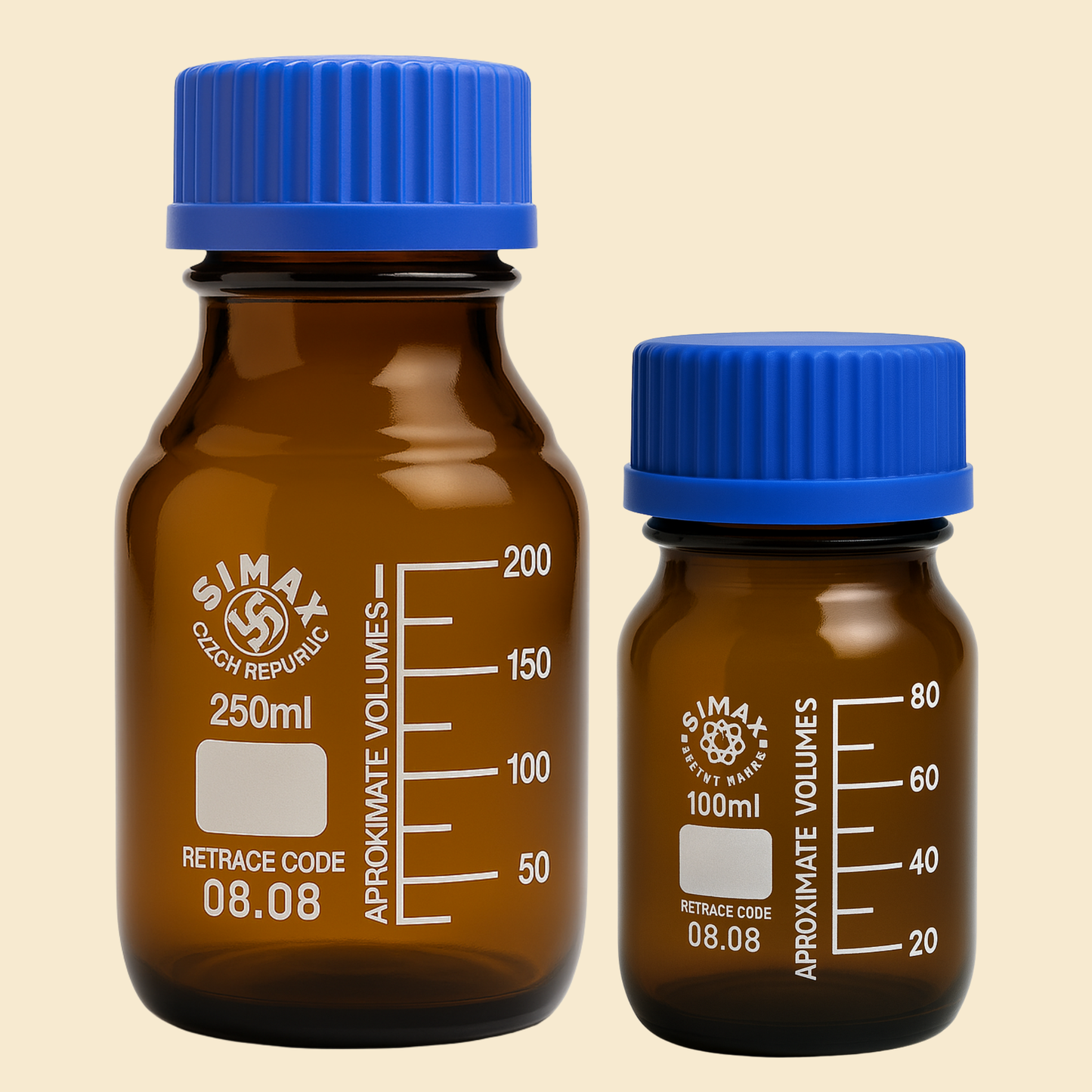 Amber Glass Reagent Bottles with Screw Cap – 100ml & 250ml