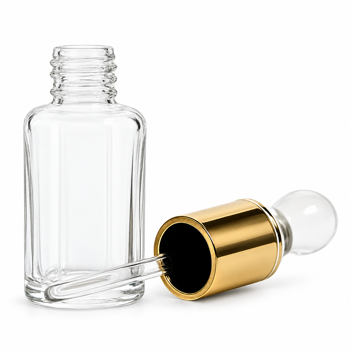 12ml Clear Glass Dropper-Cap Empty Attar Bottle
