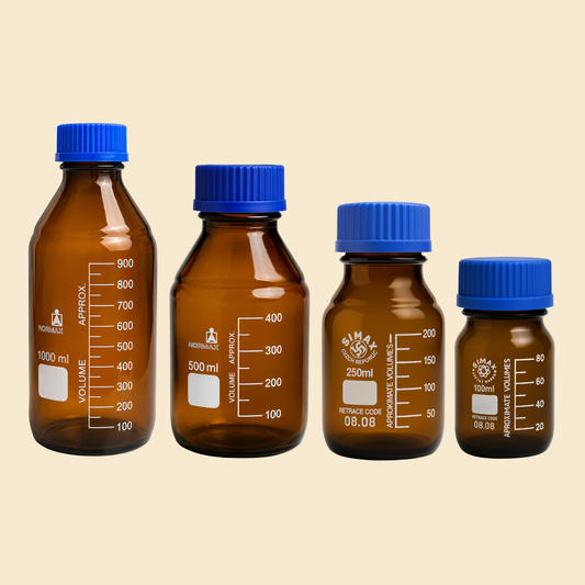Amber Glass Reagent Bottles with Screw Cap – 100ml & 250ml