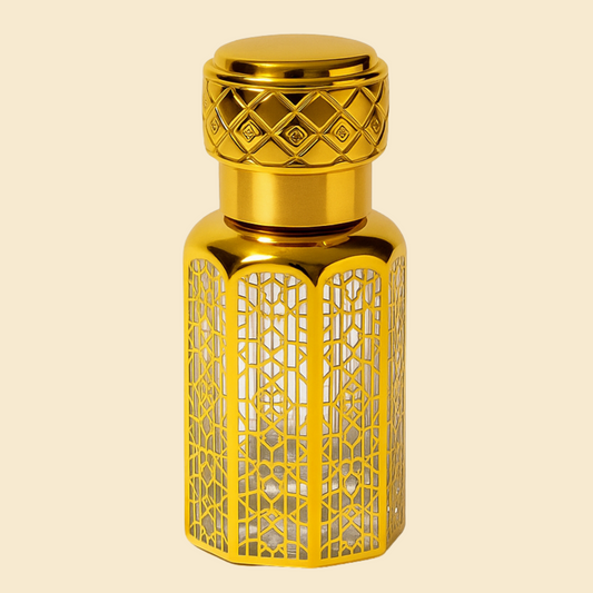 12ml Empty Golden Attar Bottle – Premium Glass, Stick Applicator, Luxury Design