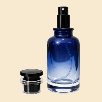 LV-Style 50ml Blue Empty Glass Perfume Bottle – Classic Round Luxury Design