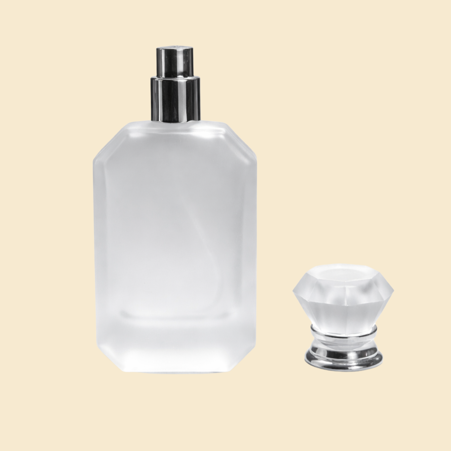 50ml Luxury Diamond-Cut Glass Perfume Bottle – Kayali Style Frosted Empty Spray Bottle