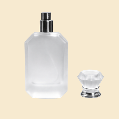 50ml Luxury Diamond-Cut Glass Perfume Bottle – Kayali Style Frosted Empty Spray Bottle
