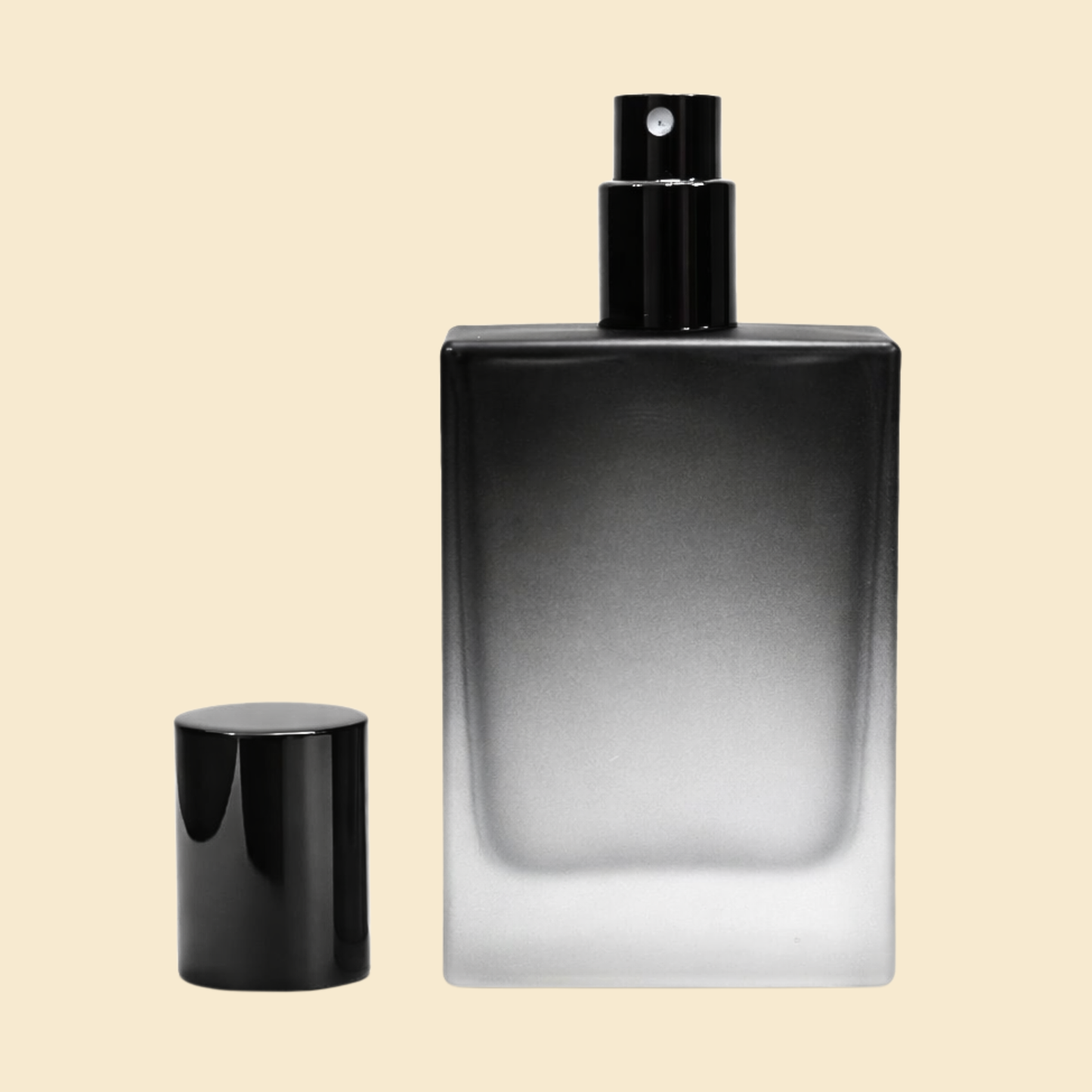 Black Smoke Frosted Glass Empty Perfume Bottle 50ml – Square Luxury Design