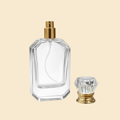 50ml Luxury Diamond-Cut Glass Perfume Bottle – Kayali Style Transparent Empty Spray Bottle