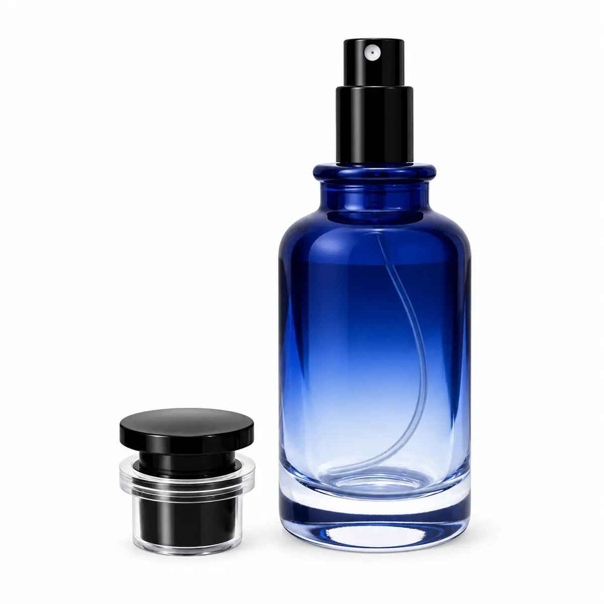 50ml Blue Glass Classic Round Refillable Empty Perfume Bottle