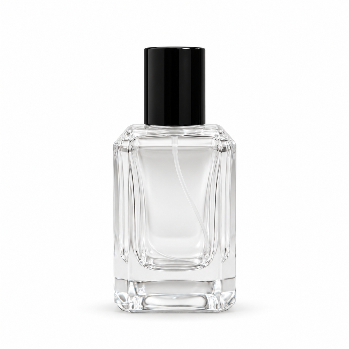 50ml Square Thick Base Empty Perfume Bottle – Black Cap