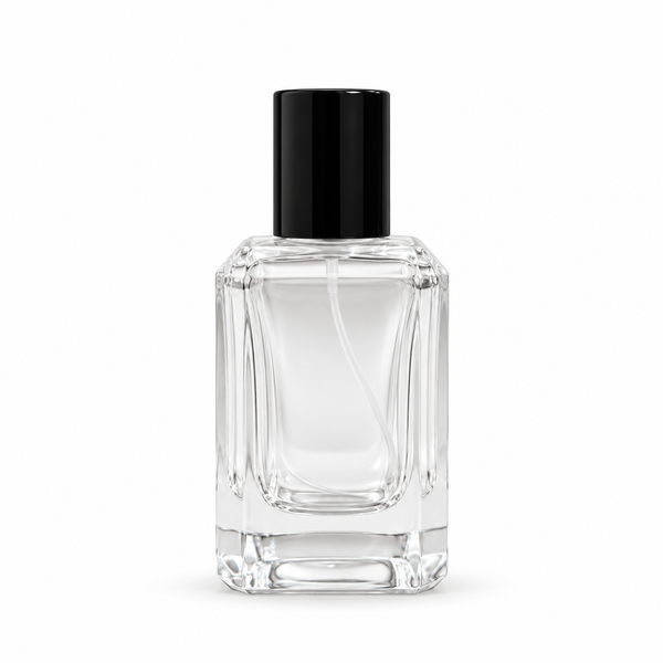 50ml Square Thick Base Empty Perfume Bottle – Black Cap