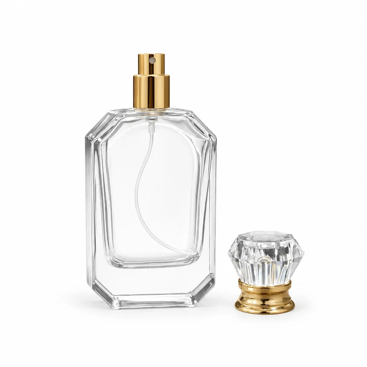 50ml Clear Diamond-Cut Glass Spray Empty Perfume Bottle