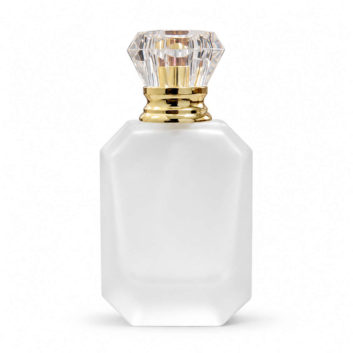 50ml Frosted Diamond-Cut Glass Spray Empty Perfume Bottle with Golden Atomizer