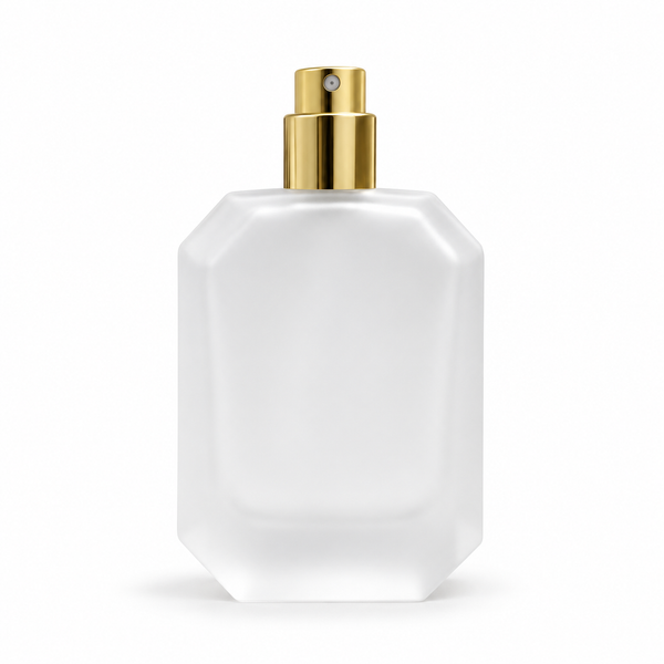 50ml Frosted Diamond-Cut Glass Spray Empty Perfume Bottle with Golden Atomizer