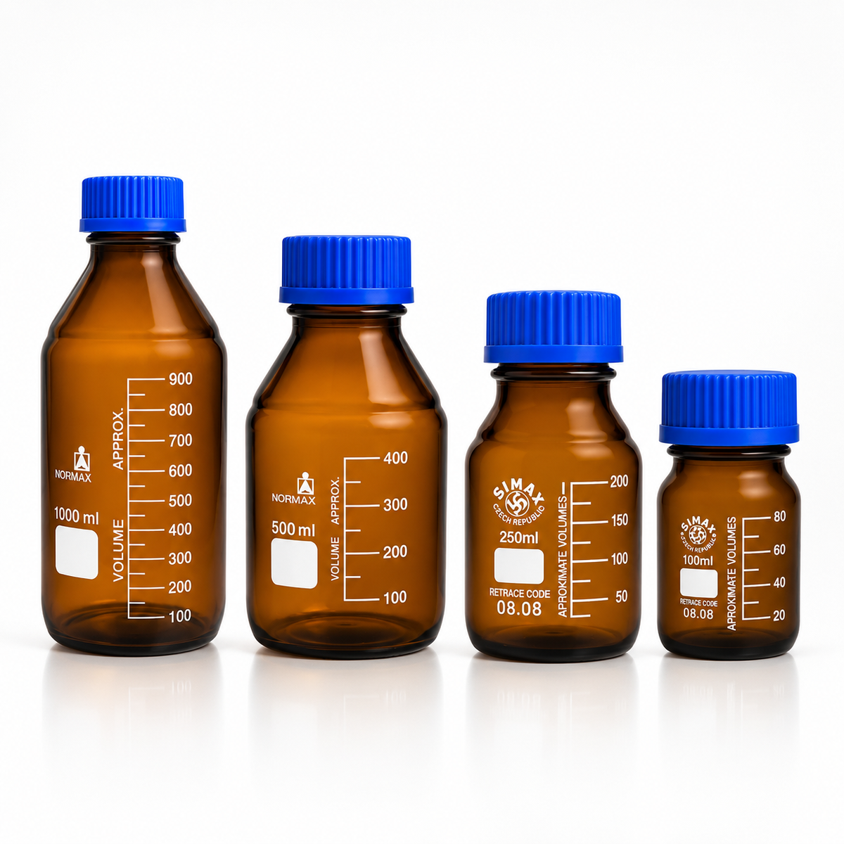 Amber Glass Reagent Bottles – 100ml, 250ml, 500ml & 1000ml