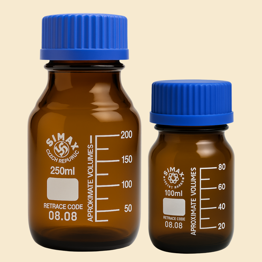 Amber Glass Reagent Bottles with Screw Cap – 100ml & 250ml
