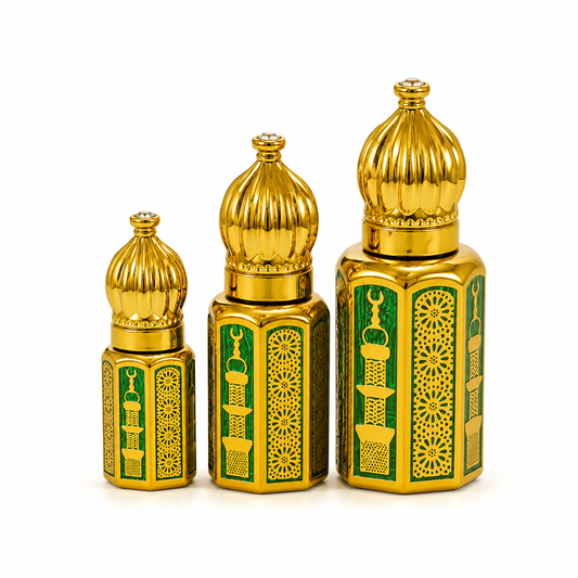 Royal Gold Arabic Empty Attar Bottle – 3ml, 6ml & 12ml