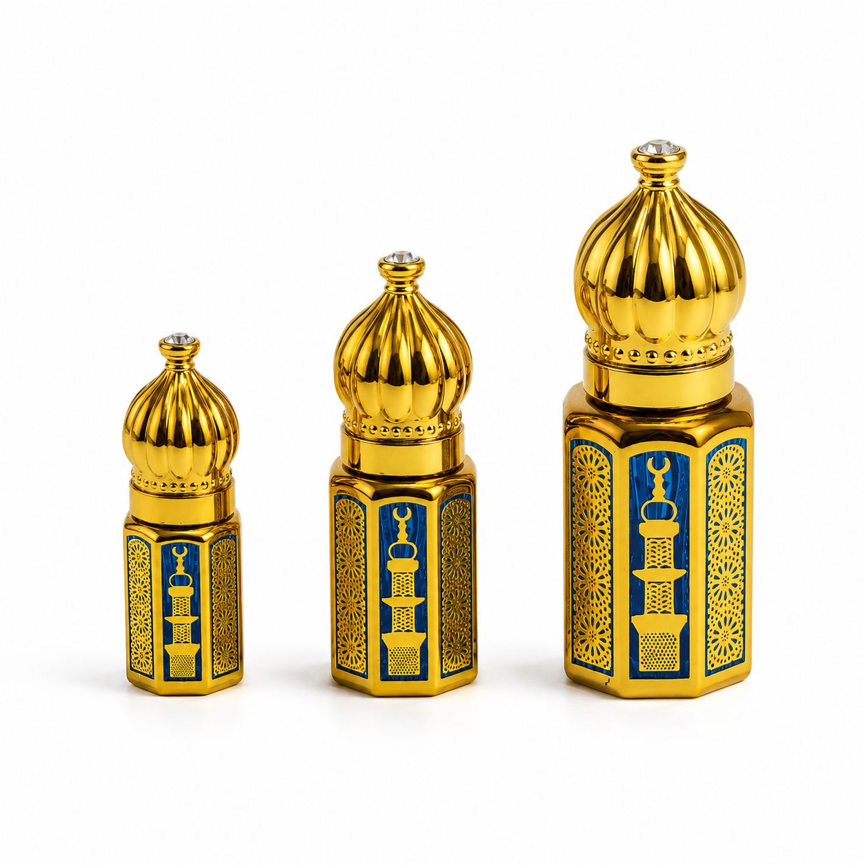 Royal Gold Arabic Empty Attar Bottle – 3ml, 6ml & 12ml