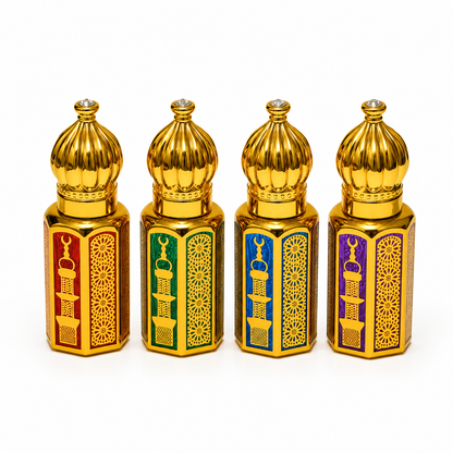 Royal Gold Arabic Empty Attar Bottle – 3ml, 6ml & 12ml